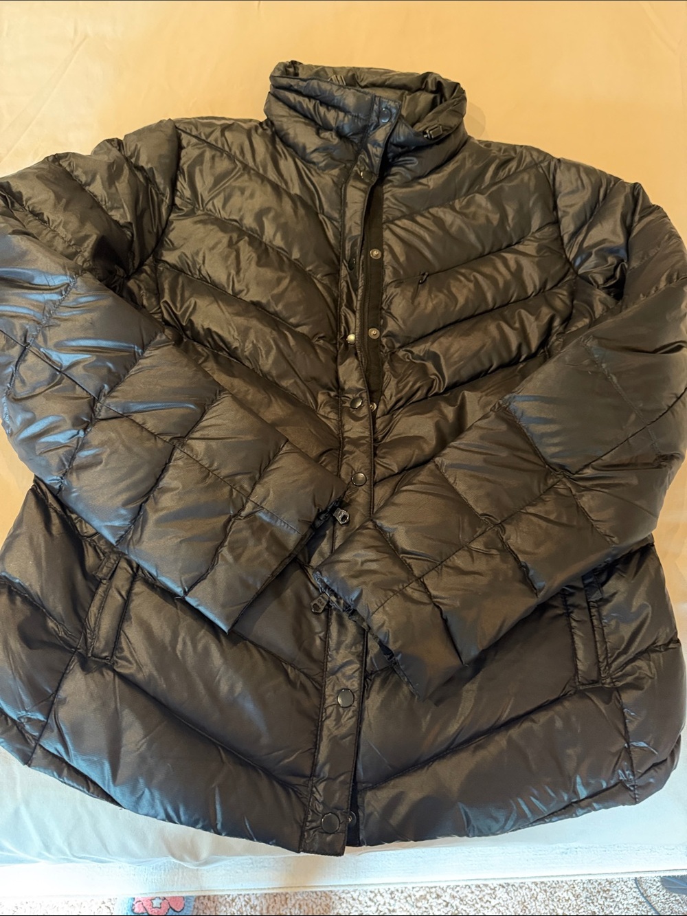 GAP Black Chevron Quilted Puffer Coat